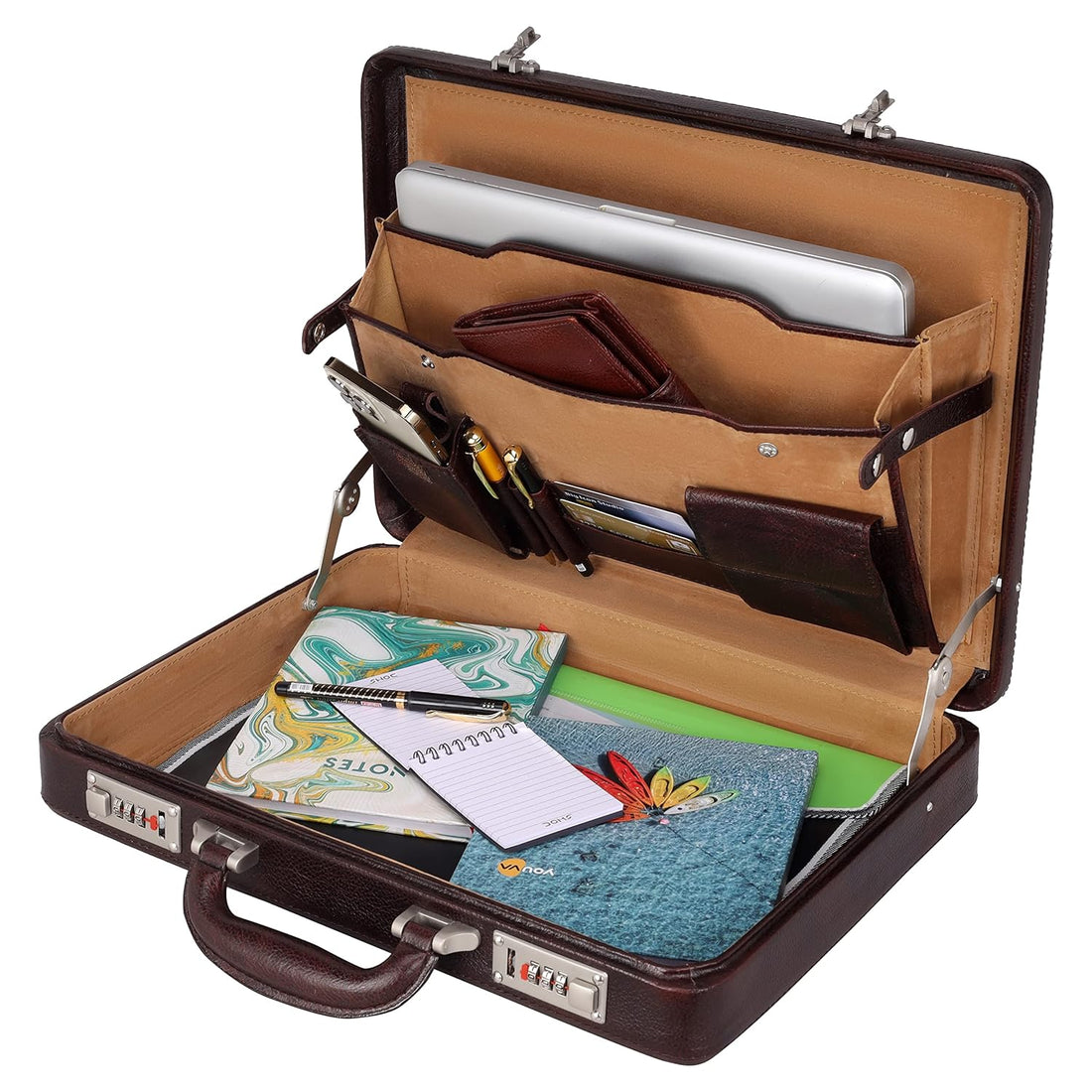 Clifton Leather Executive Handmade Genuine Leather Briefcase with High Security Lock for Office Laptop, Files and Folders