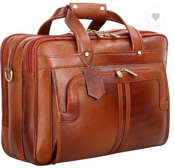 Leather Laptop Bags for Men Office Use High security Lock Medium Briefcase - For Men  (Tan)